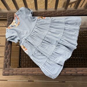 Marie Nicole Blue and White Striped Tiered Dress size Medium (3T)